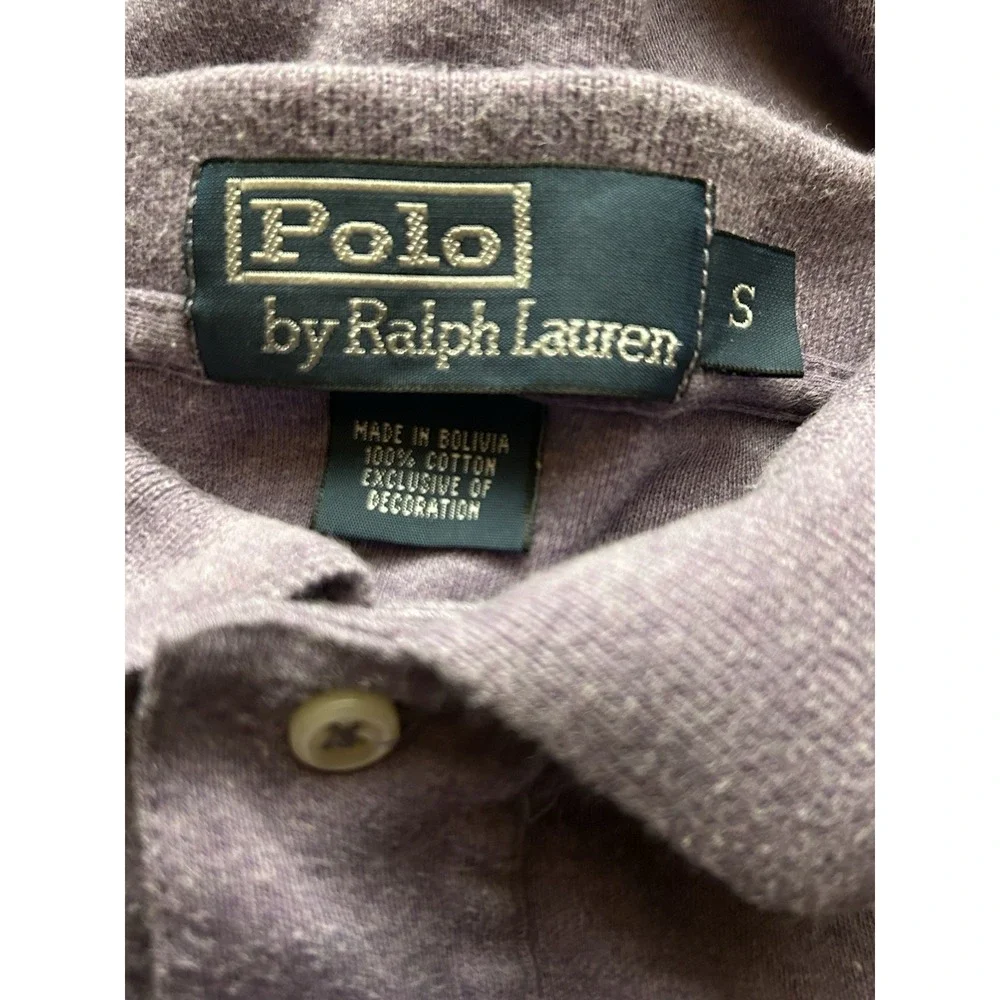Polo Ralph Lauren Mens Small Purple Heather Polo Shirt Orange Pony 100% Cotton